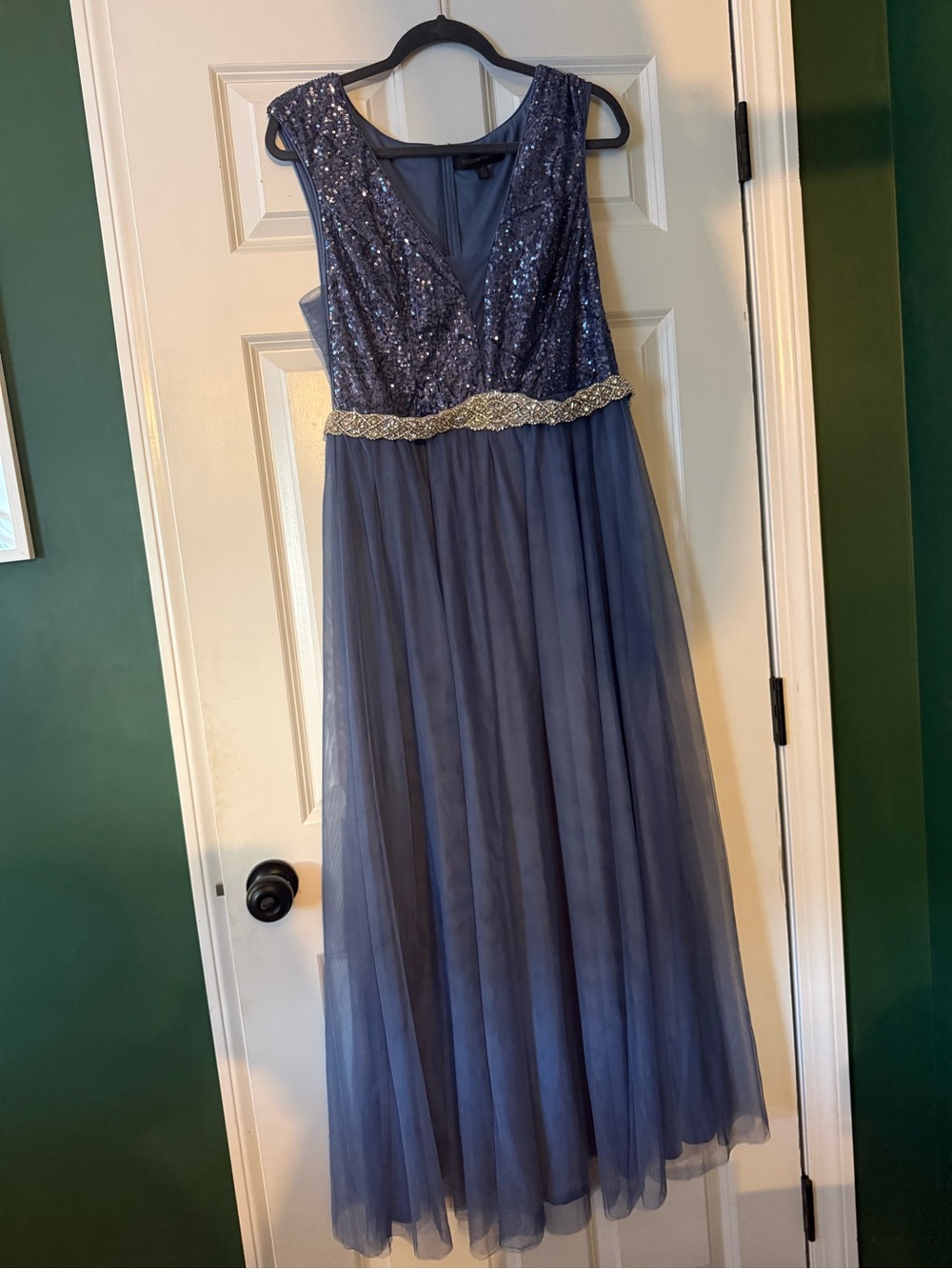 Ever Pretty Navy Sequin V-Neck Evening Gown